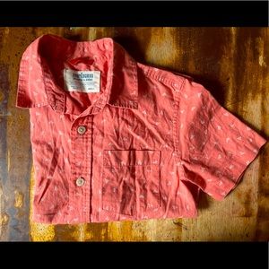 Coral colored button up boys shirt